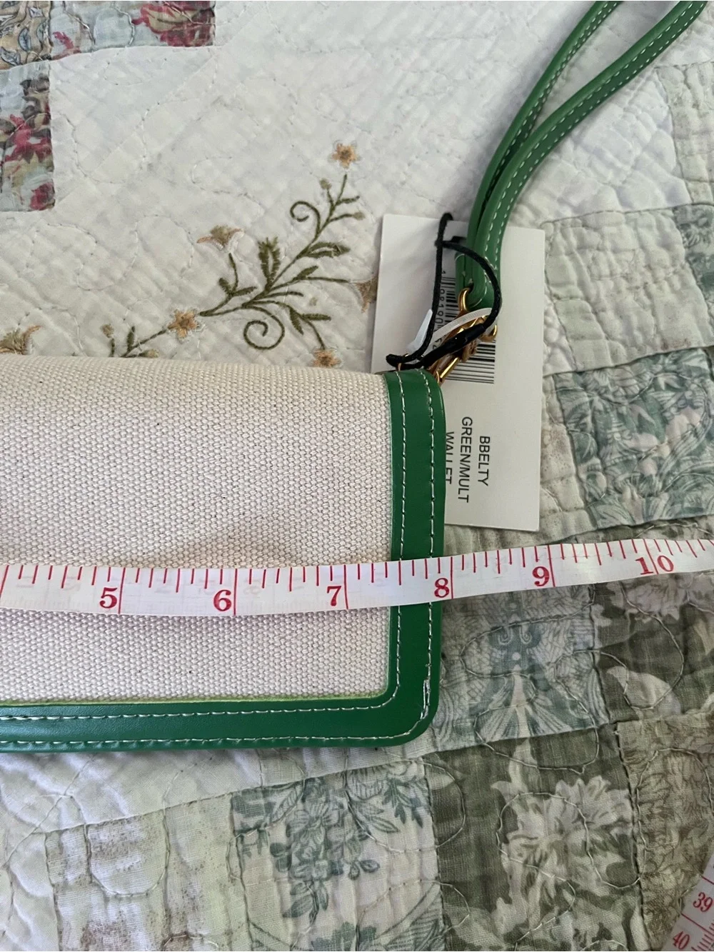 Steve Madden Green Trim Canvas Wristlet Wallet